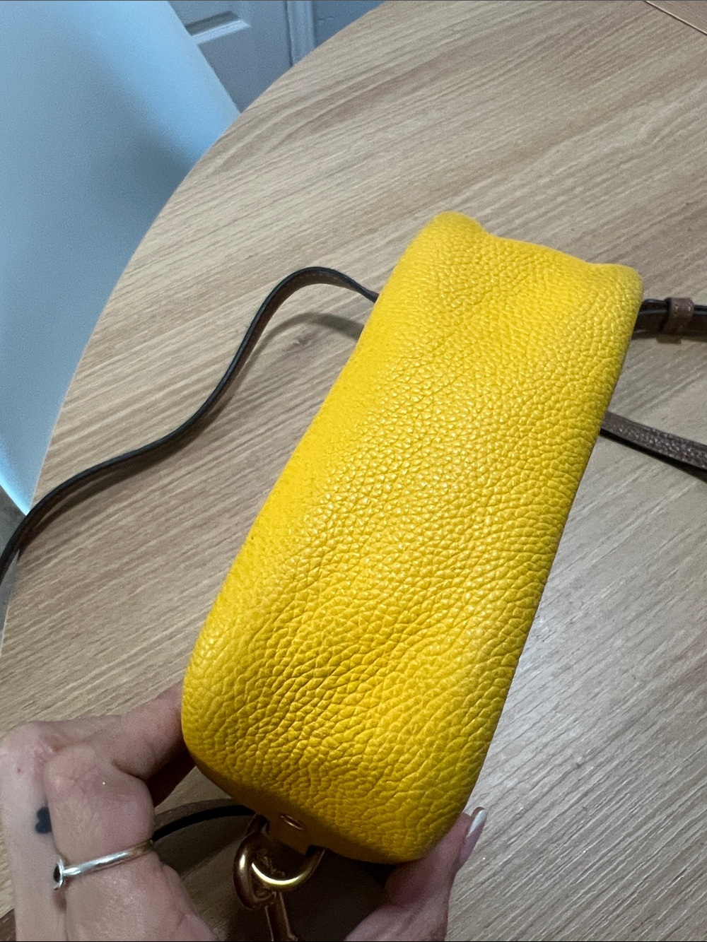 Tory Burch Perry Bombé Mini Bag Yellow Leather - Picture 7 of 12